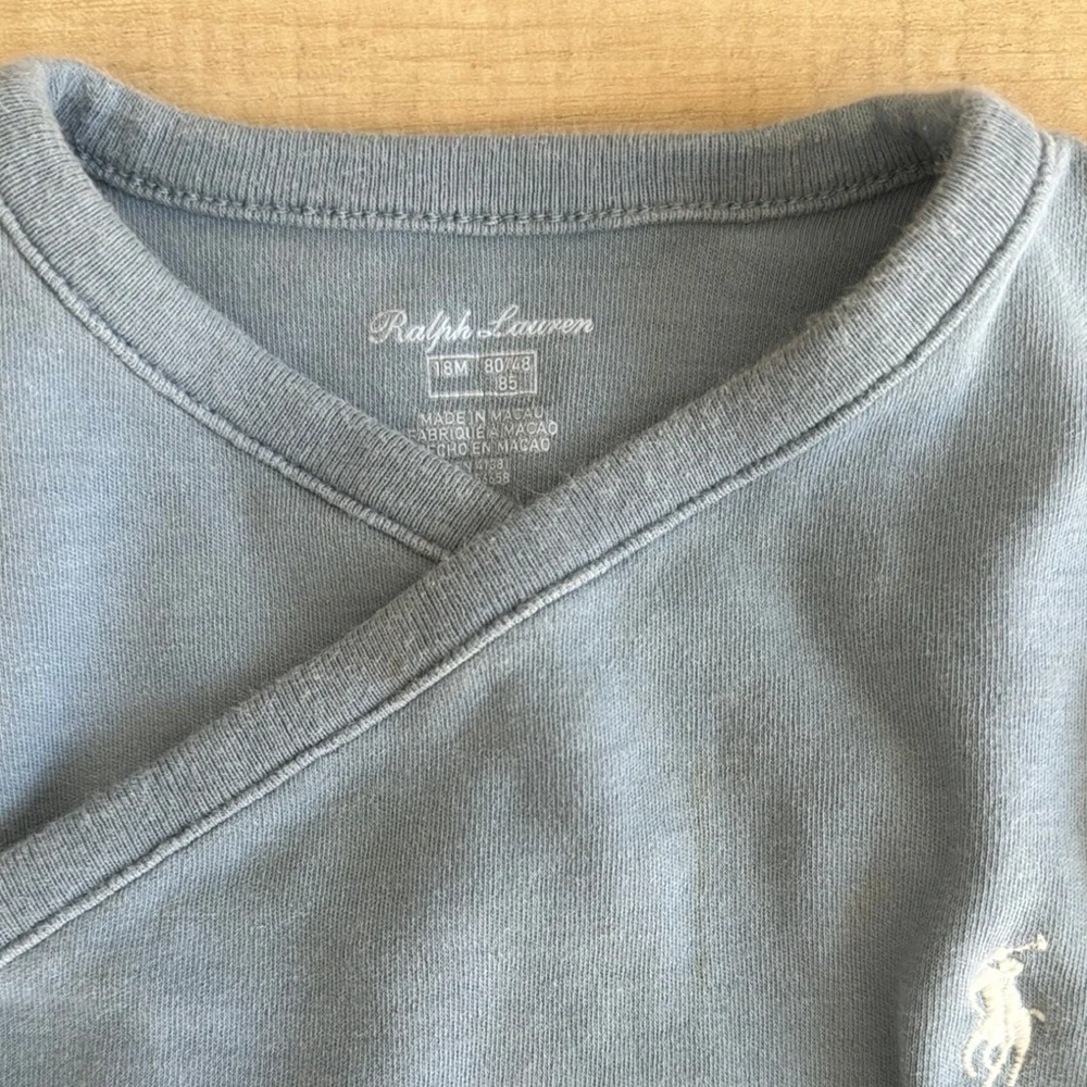 Ralph Lauren Long Sleeve Blue Bodysuit onesie romper 18M baby toddler infant